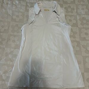 Lilly Pulitzer White Martina Ruffle Women’s Sleeveless Golf Polo.